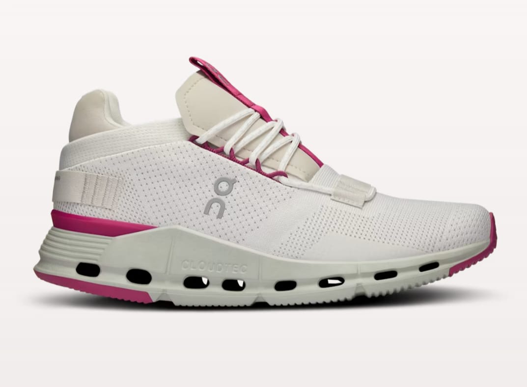 On running cloudnova white pink WOMENS