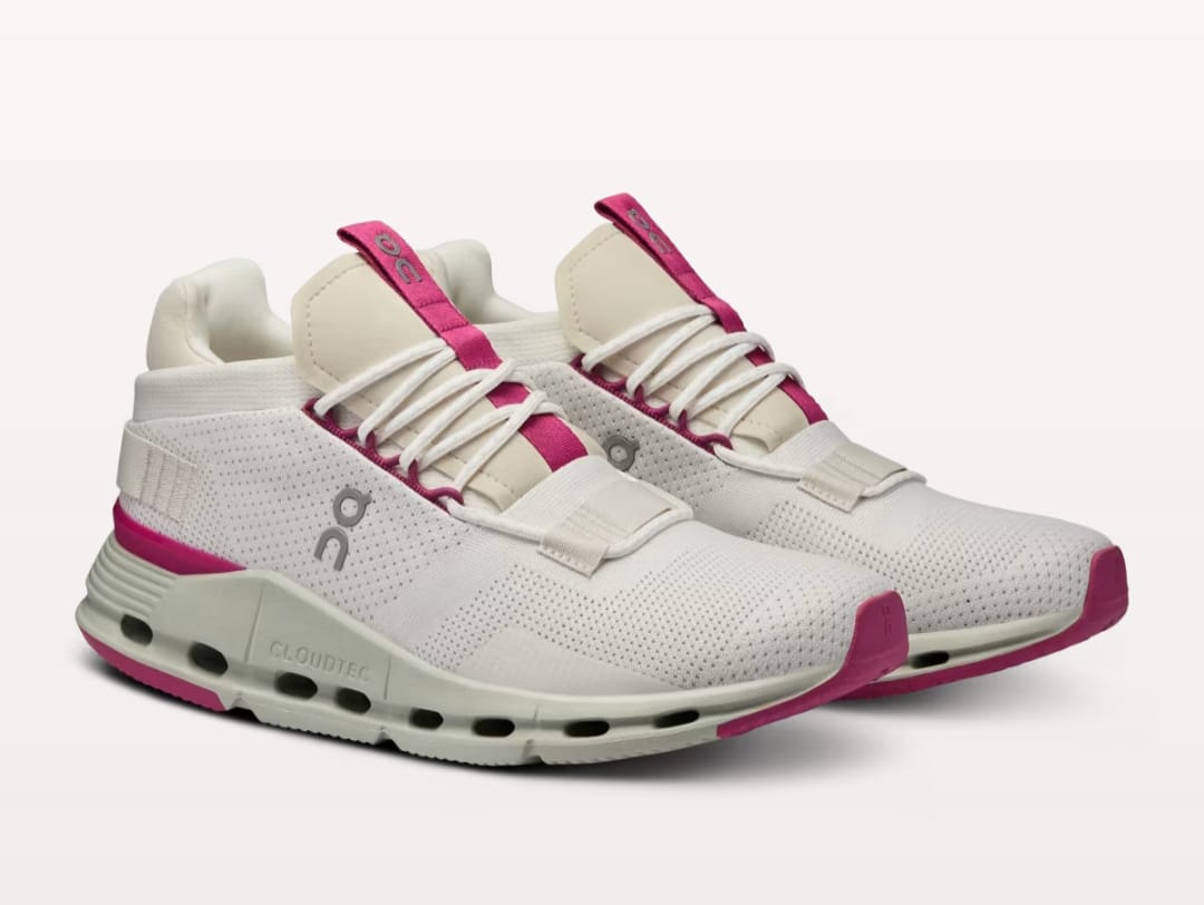 On running cloudnova white pink WOMENS